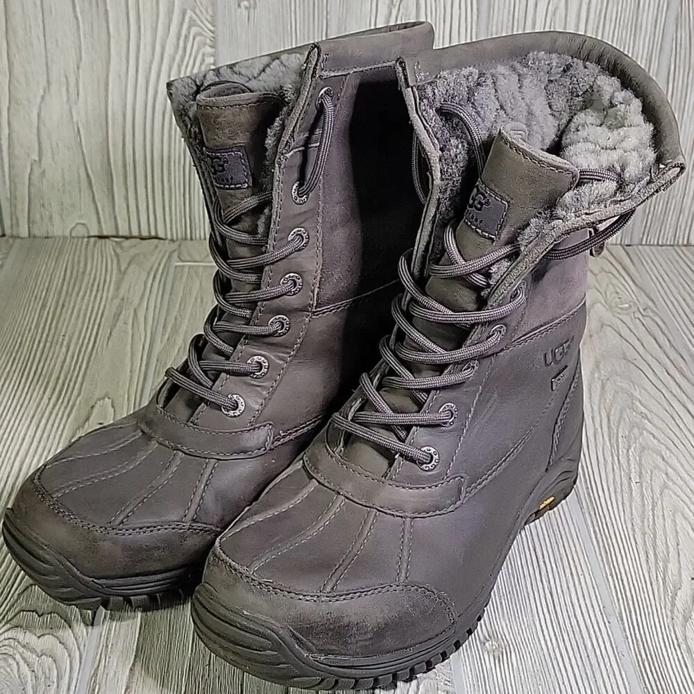 UGG Adironkdack Grey Winter Lined Boots Womens Size 7